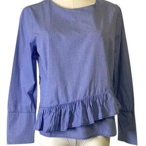 Anthropology Maeve Women's Blue and White Checked Ruffle Top in GUC. Size SP.